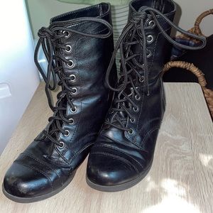 Black lace up combat boots